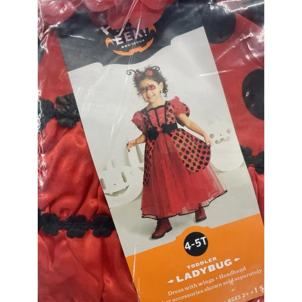 Toddler Ladybug Halloween Costume Dress Headpiece & Wings 4T 5T Hyde And‎ Eek